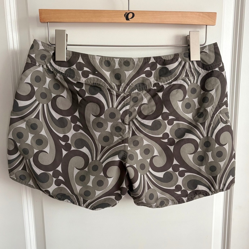 Patagonia Board Shorts Womens 6 Brown Grey Psychedelic Swirl Print Swim Trunks